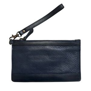 LL bean dark blue signature wristlet clutch bag leather vintage y2k
